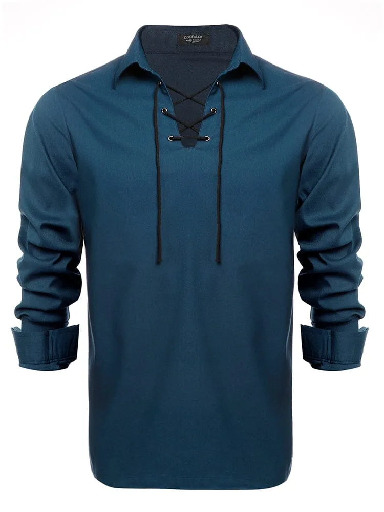 Casual Lace Up Henley Shirt (US Only)