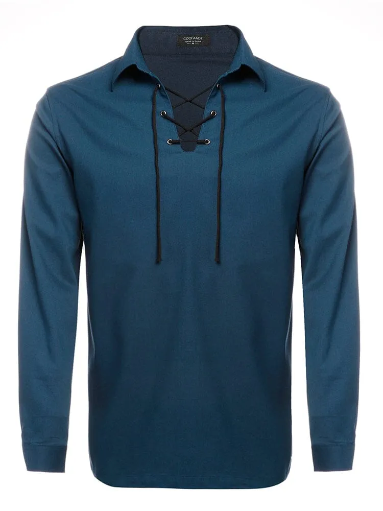 Casual Lace Up Henley Shirt (US Only)