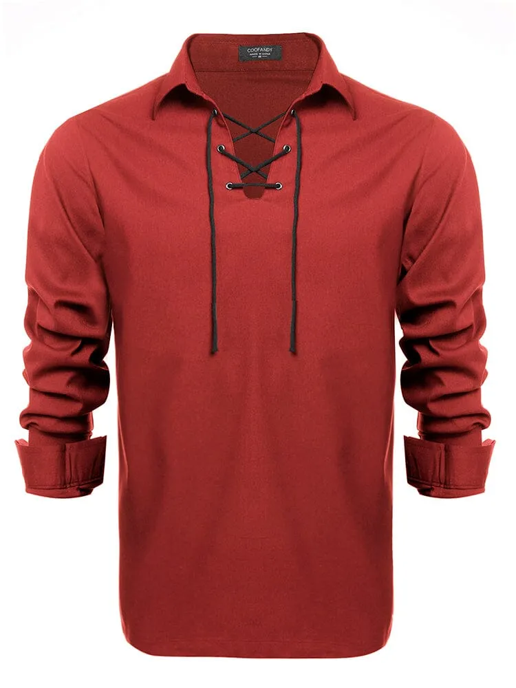 Casual Lace Up Henley Shirt (US Only)