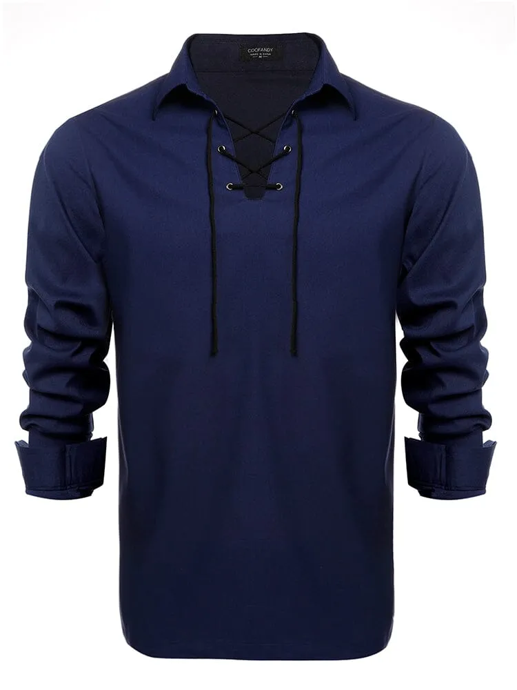 Casual Lace Up Henley Shirt (US Only)