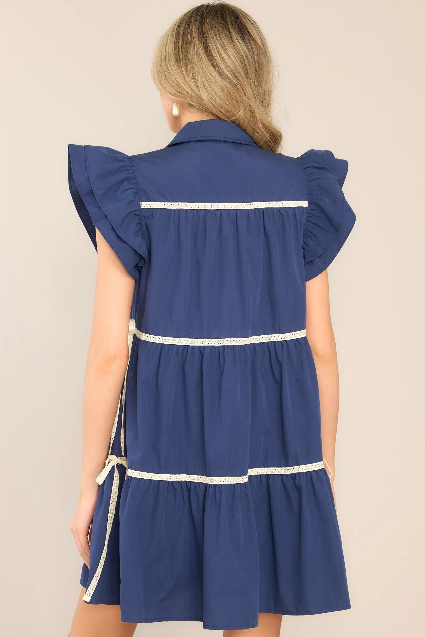 Celebrate Life Navy Tiered Button Front Mini Dress