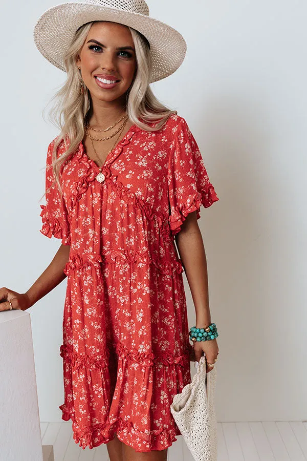 Certified Sweet Floral Babydoll Dress In Scarlet