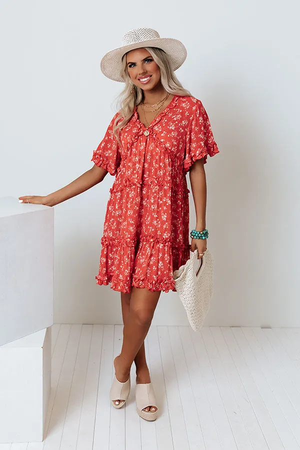 Certified Sweet Floral Babydoll Dress In Scarlet