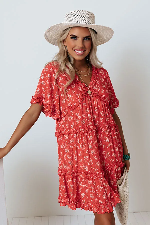 Certified Sweet Floral Babydoll Dress In Scarlet