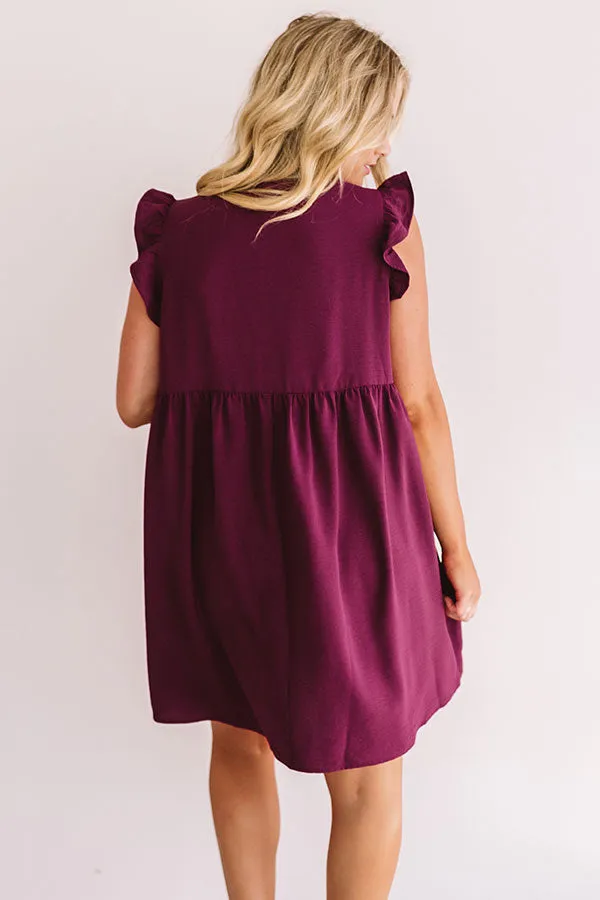 Champs And Cheers Front Tie Dress in Windsor Wine