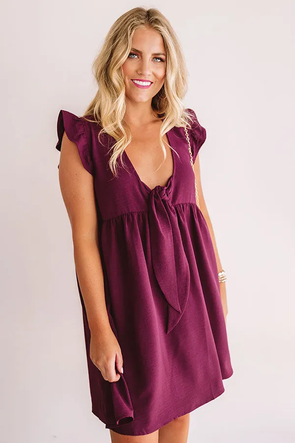 Champs And Cheers Front Tie Dress in Windsor Wine