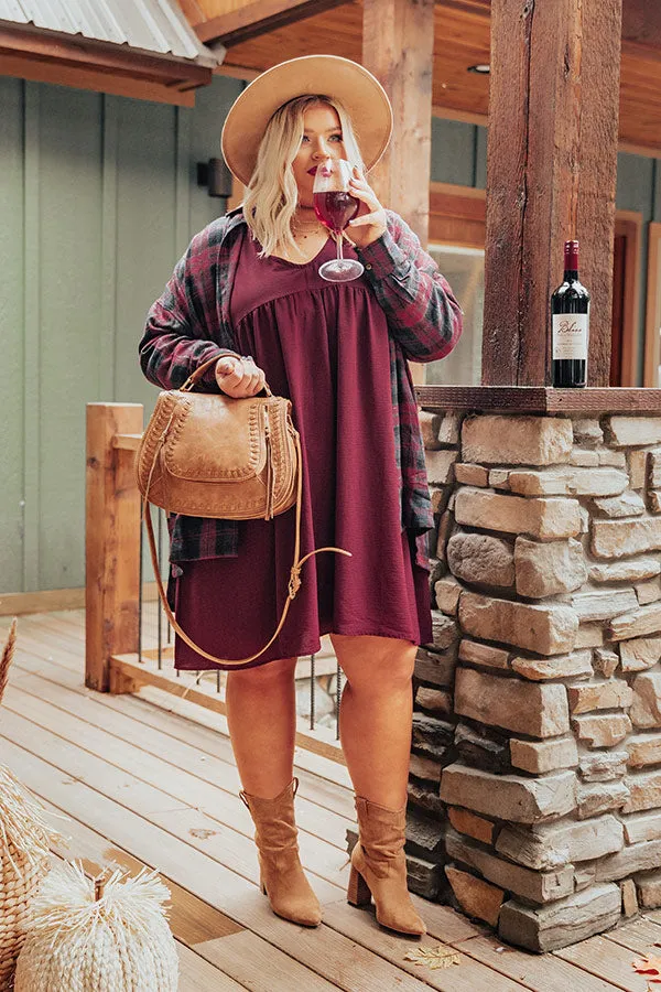 Charming Pose Babydoll Dress In Maroon  Curves