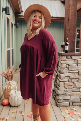 Charming Pose Babydoll Dress In Maroon  Curves