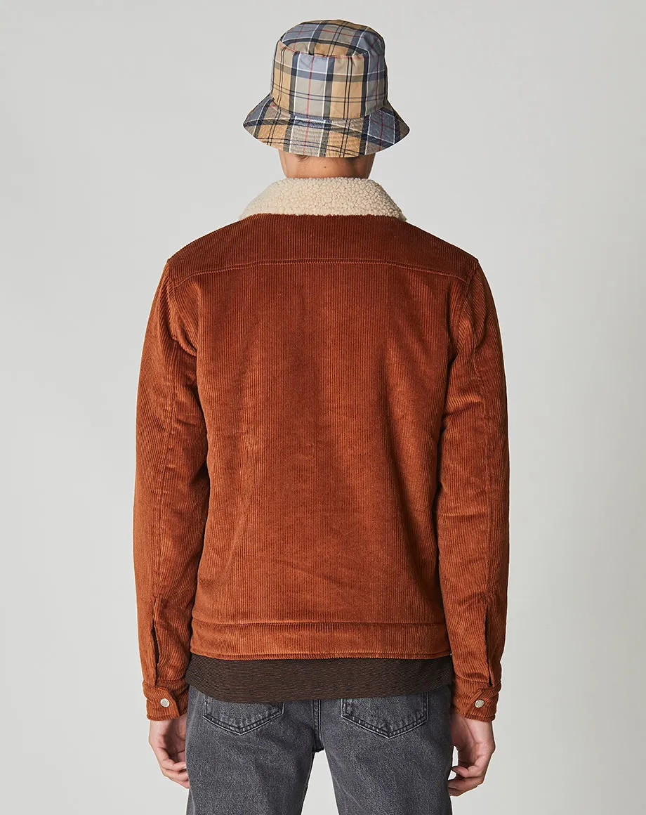 CHIDO CORD SHERPA COLLARED MENS JACKET | GINGER BROWN