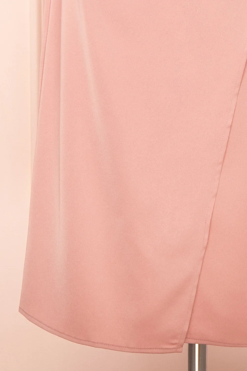 Chloe Pink | Cowl Neck Satin Midi Slip Dress