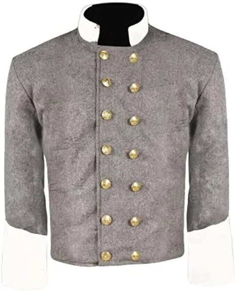 Civil War CS Officer's Grey with Off White Plain Double Breast Shell Jacket