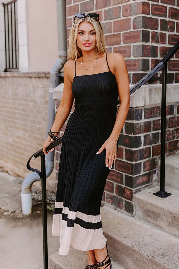 Coastal Cutie Ribbed Maxi Dress in Black