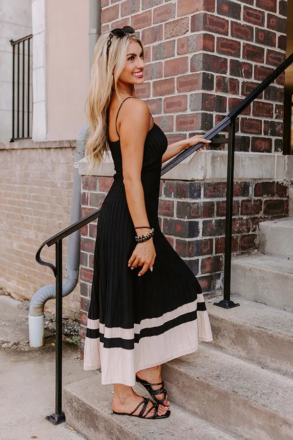 Coastal Cutie Ribbed Maxi Dress in Black