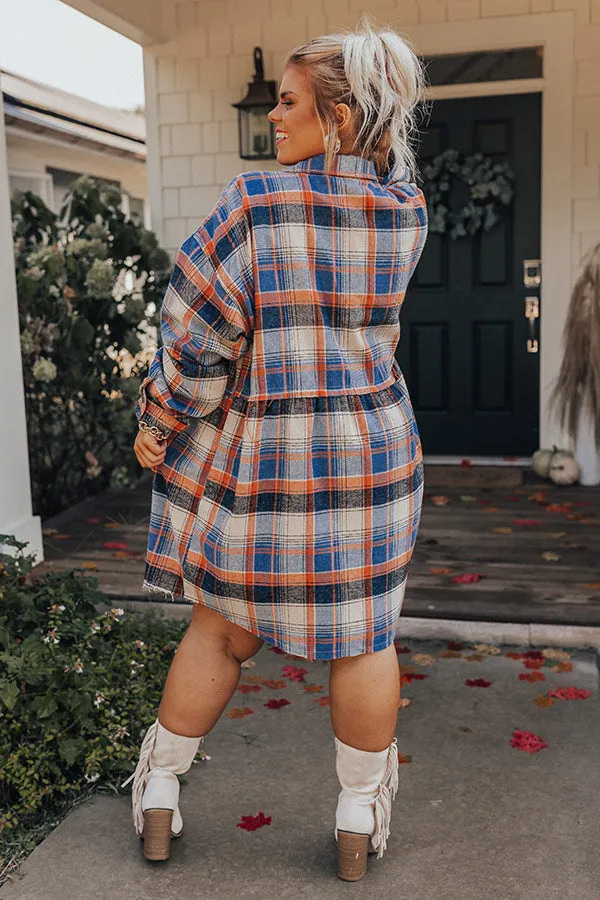 Cold Brew Babe Flannel Babydoll Dress Curves