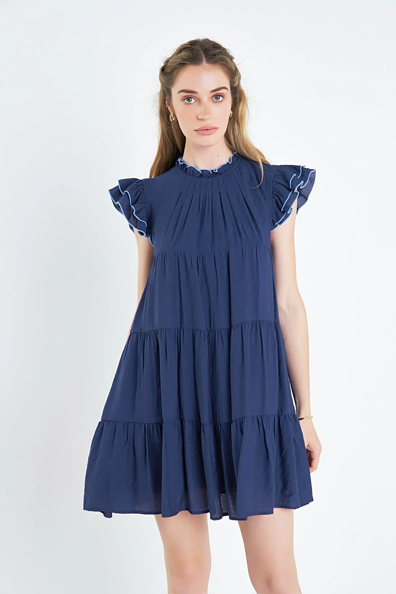 Contrast Merrow Babydoll Dress