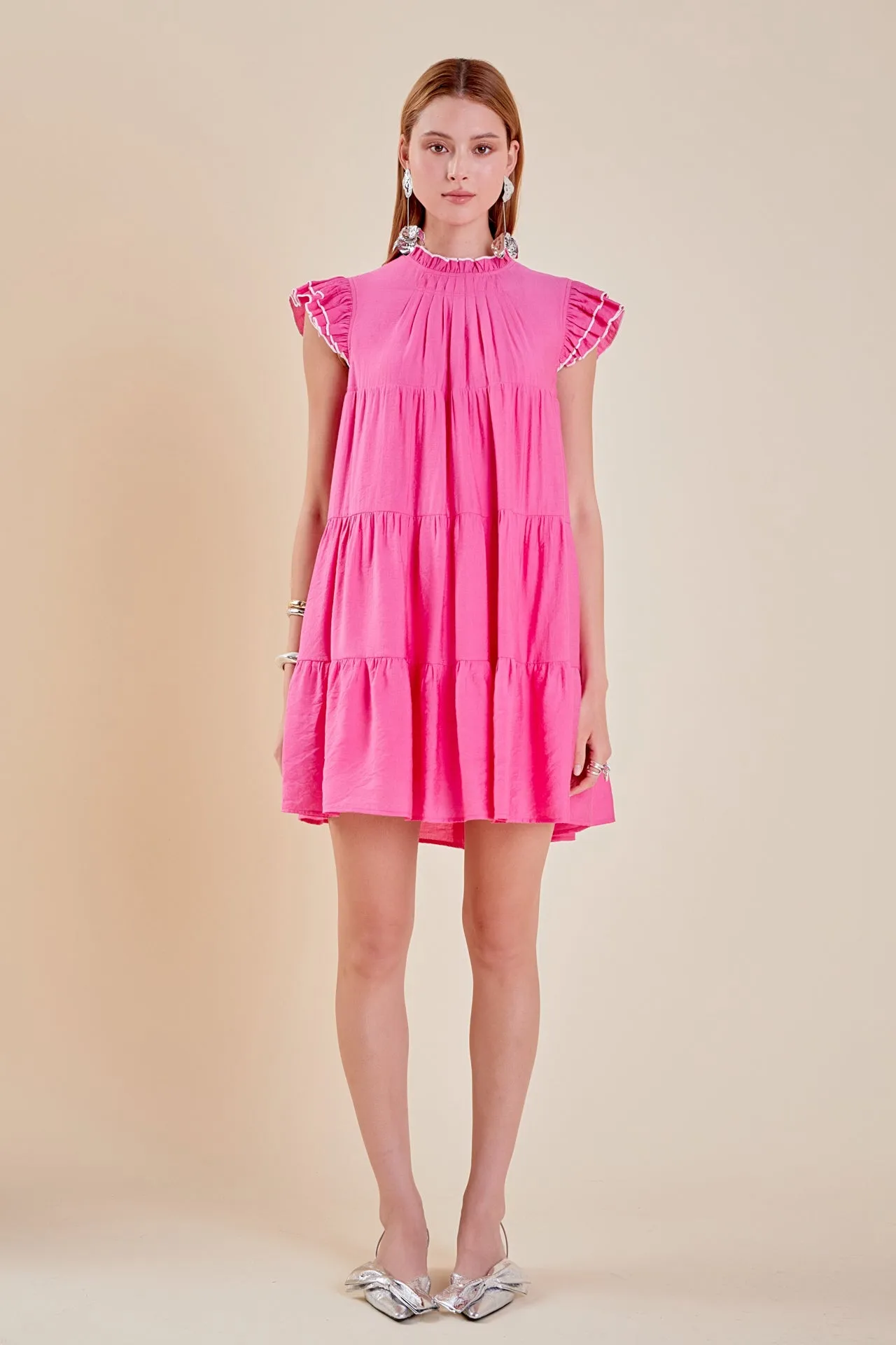 Contrast Merrow Babydoll Dress