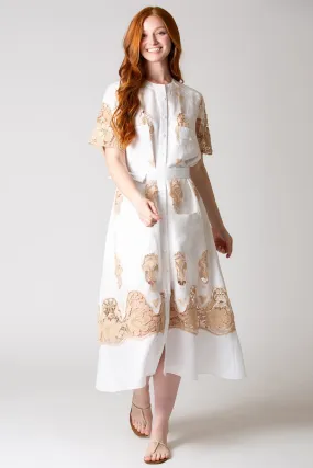 Coraline Broderie Anglaise Trimmed Linen Dress by Miguelina