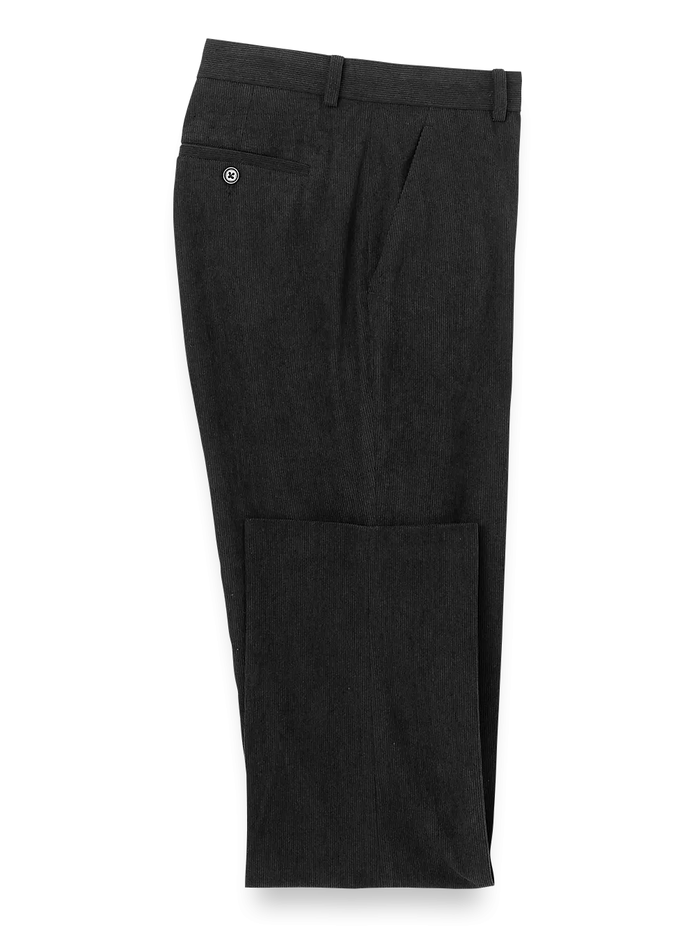 Corduroy Flat Front Pants - Black