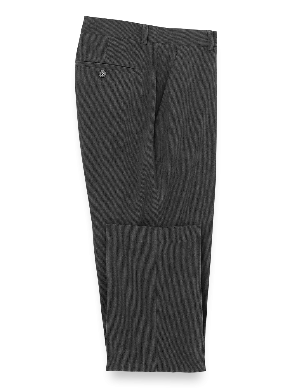 Corduroy Flat Front Pants - Charcoal