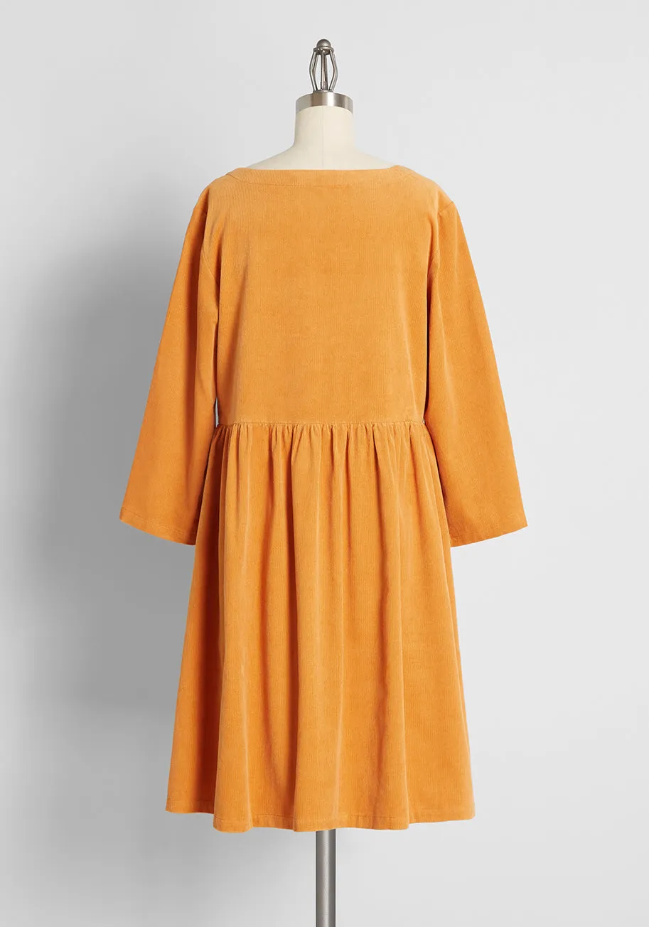 Corduroy For The Day Babydoll Dress