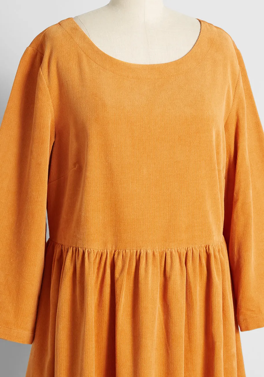 Corduroy For The Day Babydoll Dress