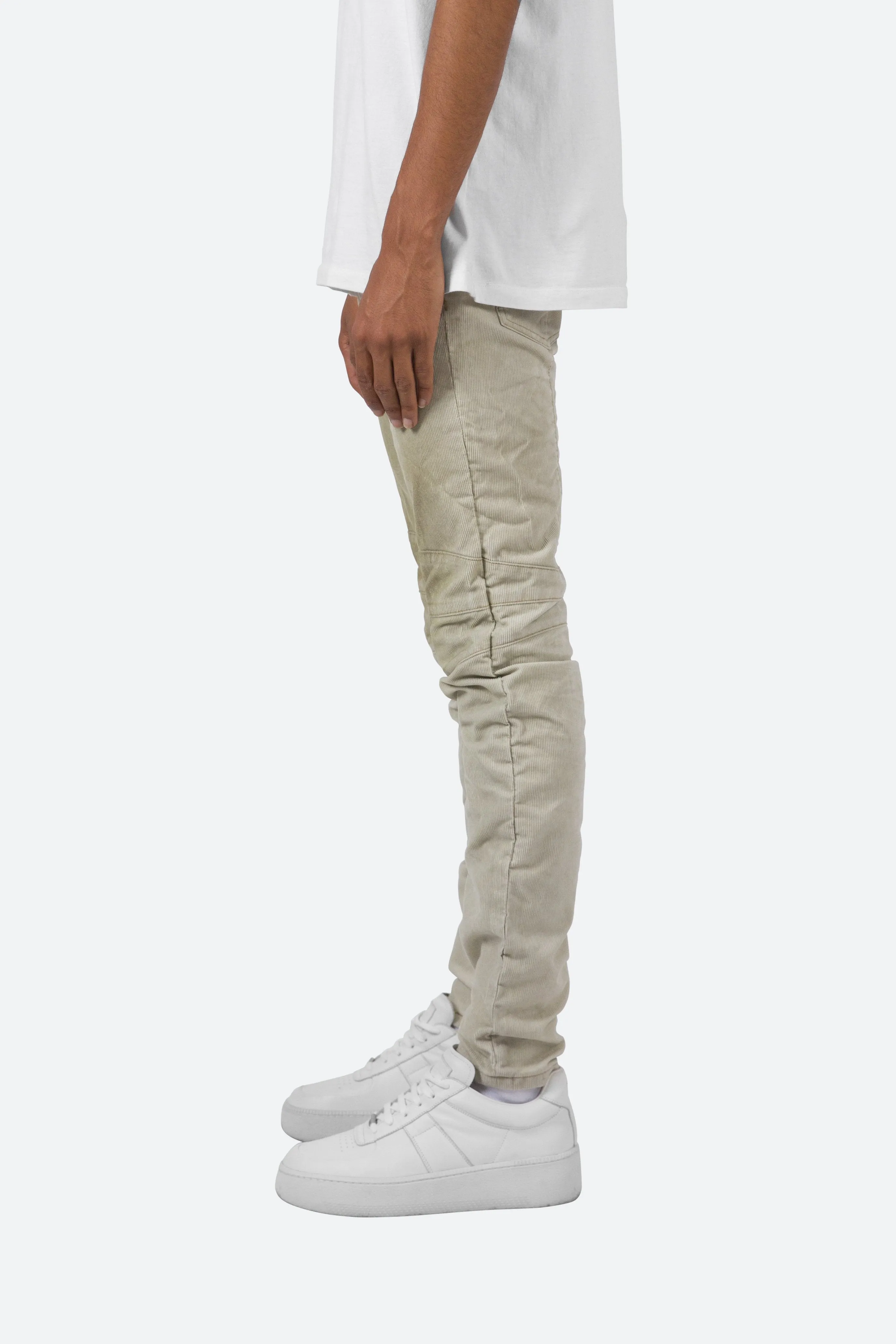 Corduroy Moto Pants - Tan