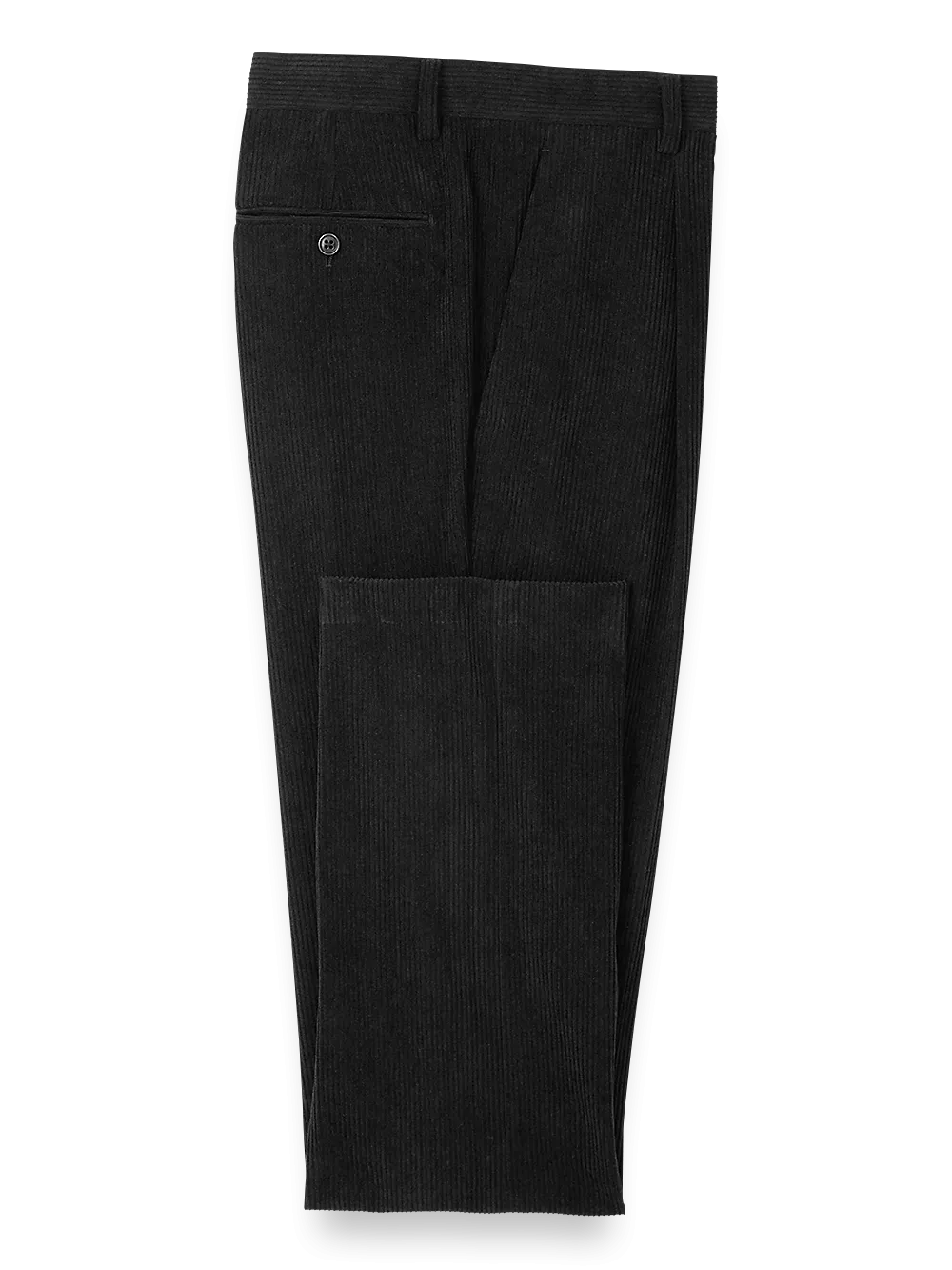 Corduroy Single Pleated Suit Pants - Black