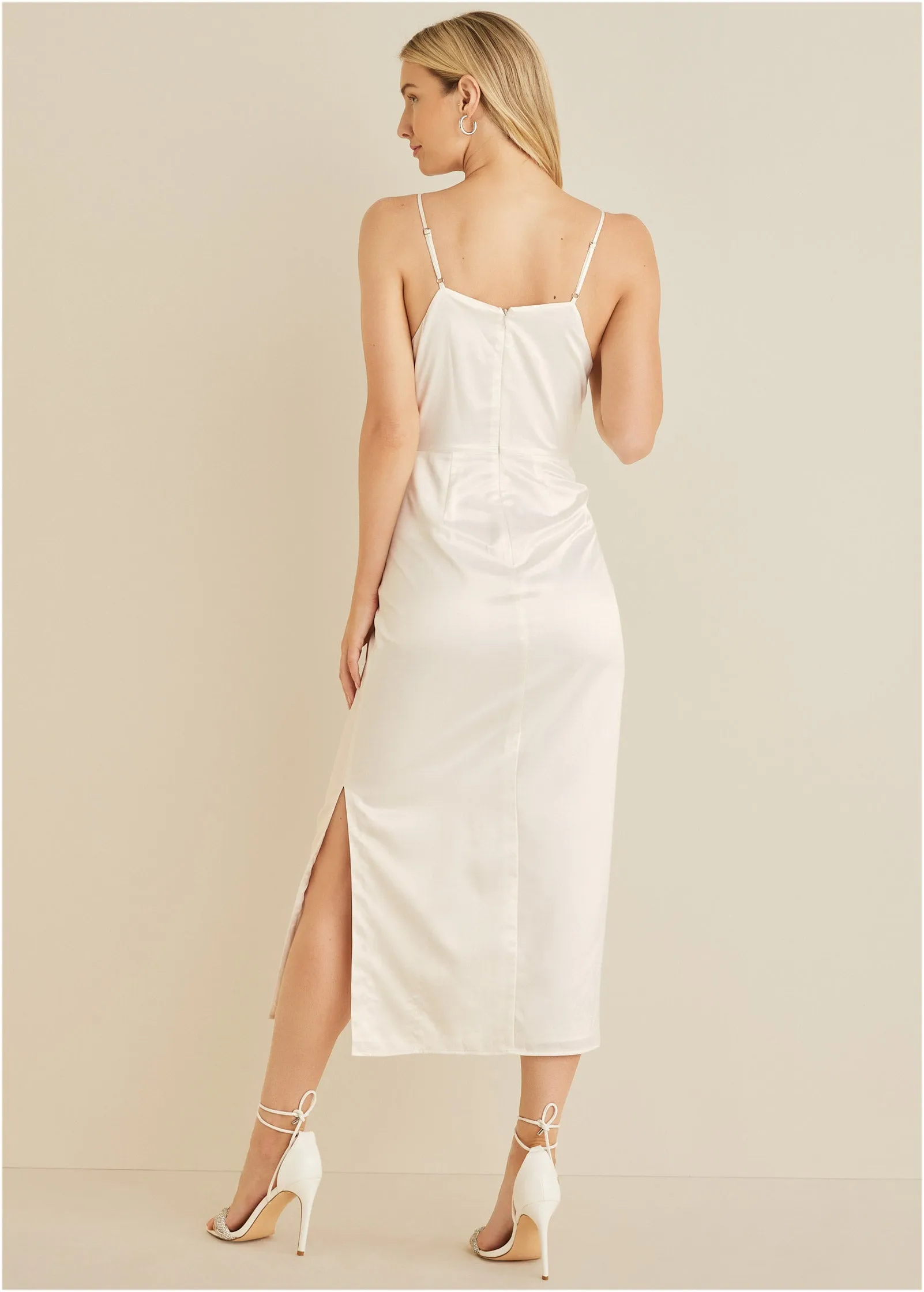 Cowl Neck Slip Dress - Off White