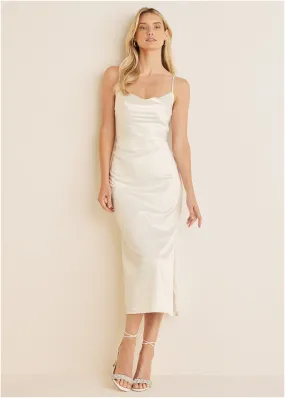 Cowl Neck Slip Dress - Off White