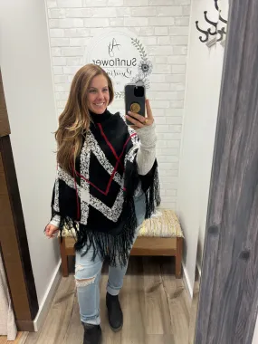 Cozy Nights Poncho Black