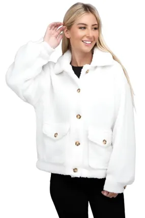 Cozy Sherpa Button-Front Jacket