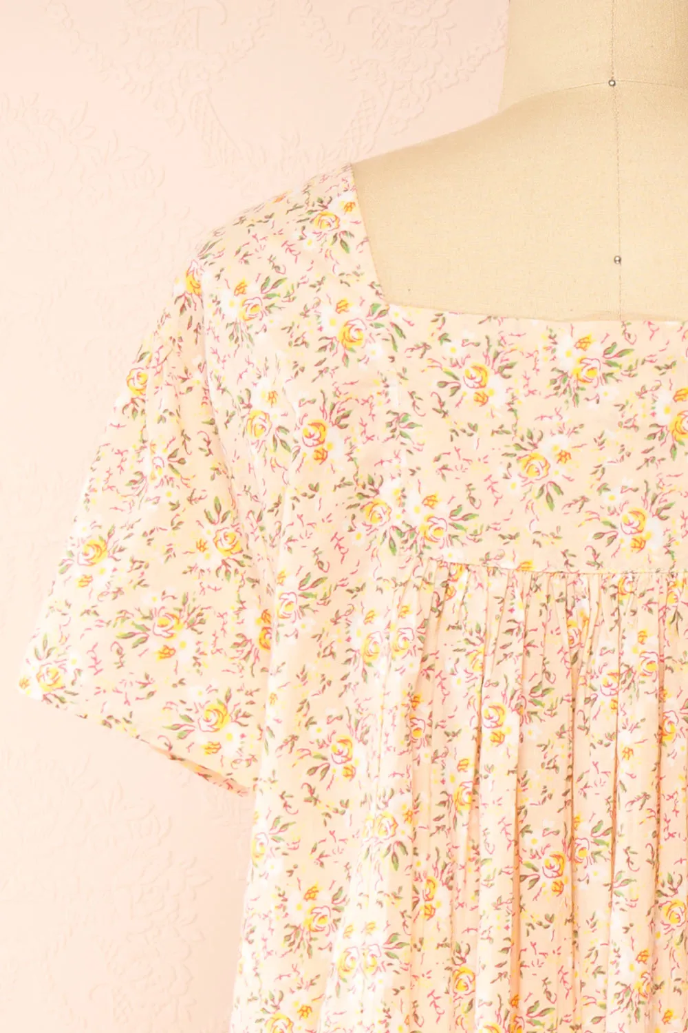 Darla | Floral Pink Night Gown w/ Pockets