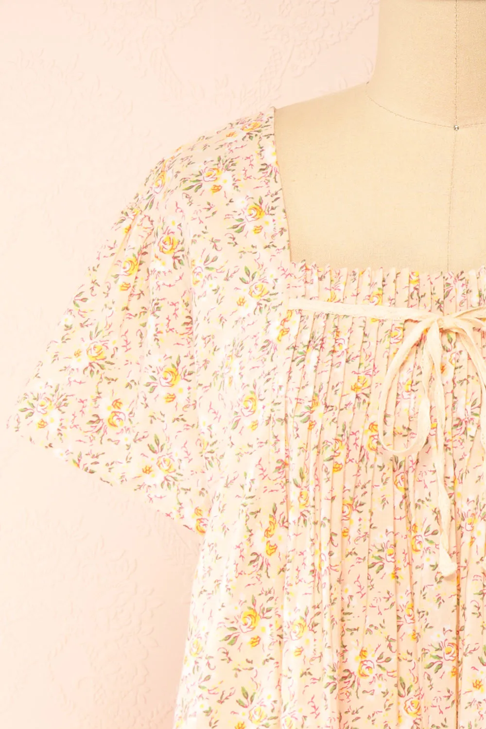 Darla | Floral Pink Night Gown w/ Pockets