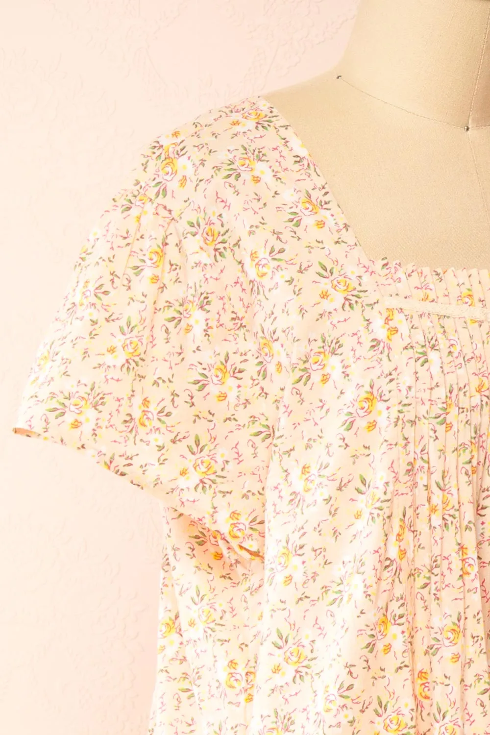 Darla | Floral Pink Night Gown w/ Pockets