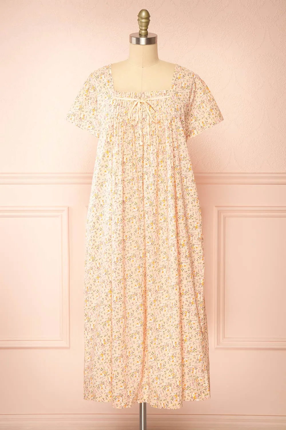 Darla | Floral Pink Night Gown w/ Pockets