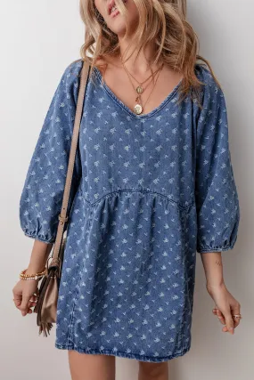 Denim Textured Open Back Dress