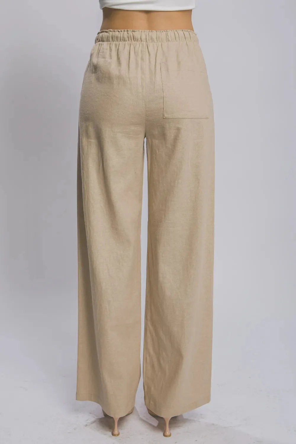 Drawstring Wide Leg Pants with Pockets