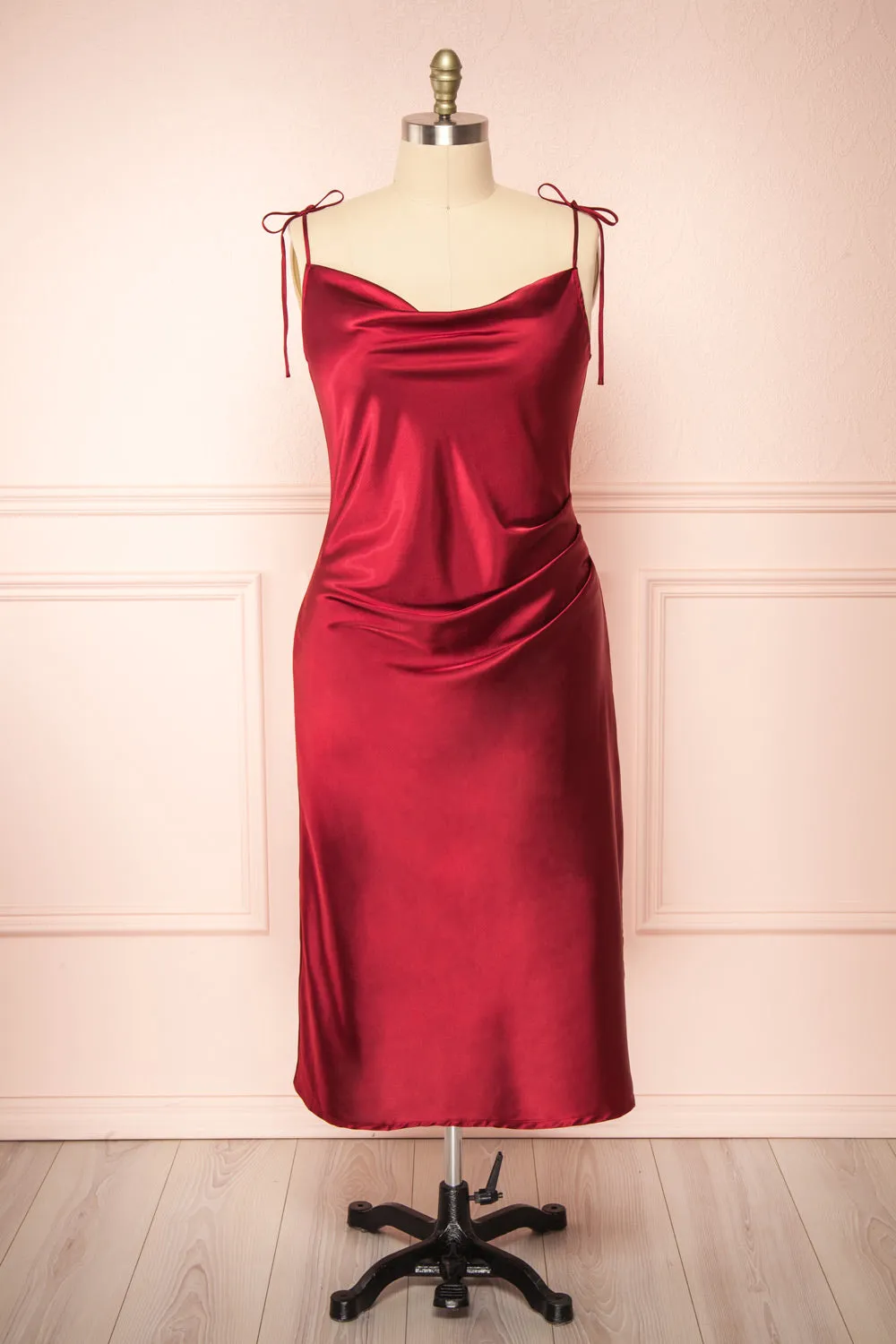 Elyse Burgundy | Cowl Neck Midi Dress