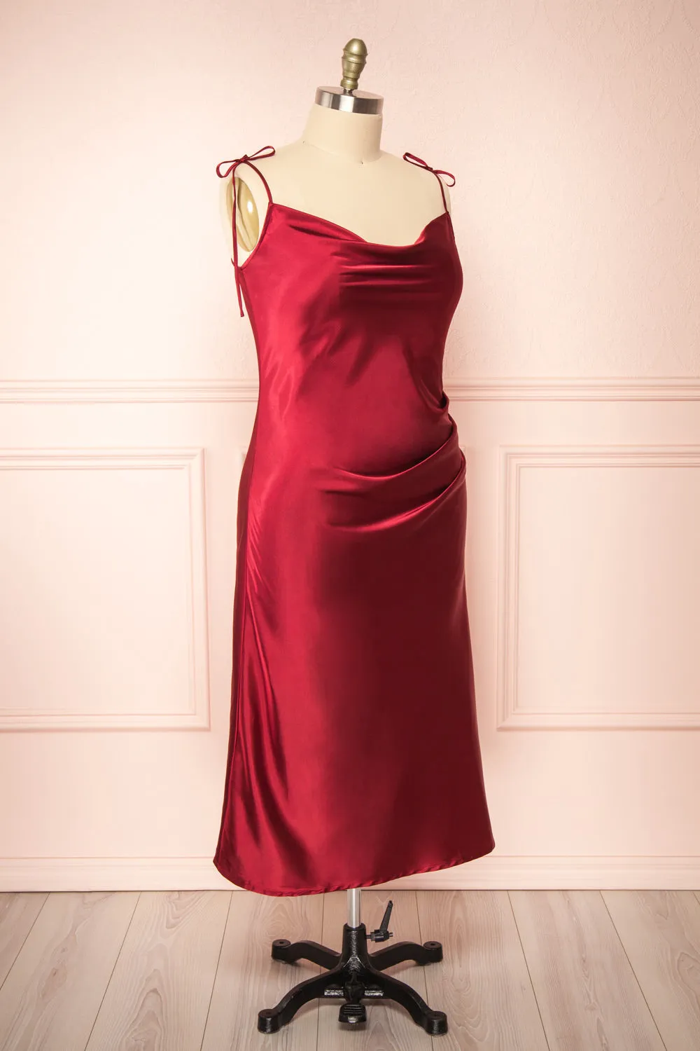 Elyse Burgundy | Cowl Neck Midi Dress