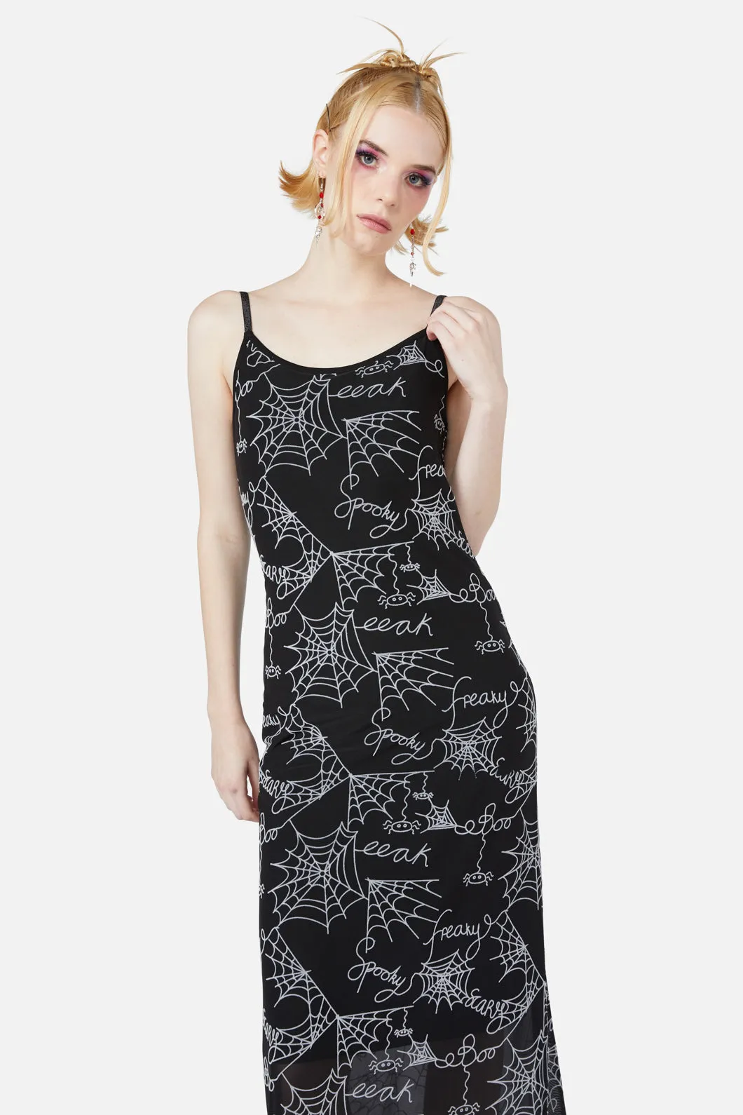 Entangled Flocked Mesh Dress