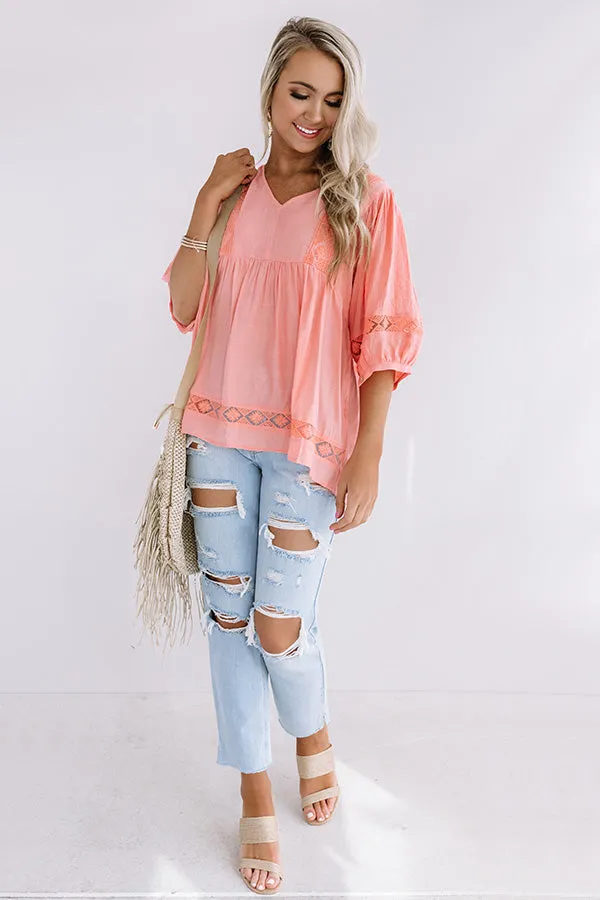 Exciting Sights Babydoll Top In Peach