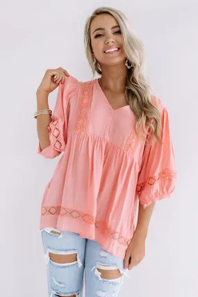 Exciting Sights Babydoll Top In Peach