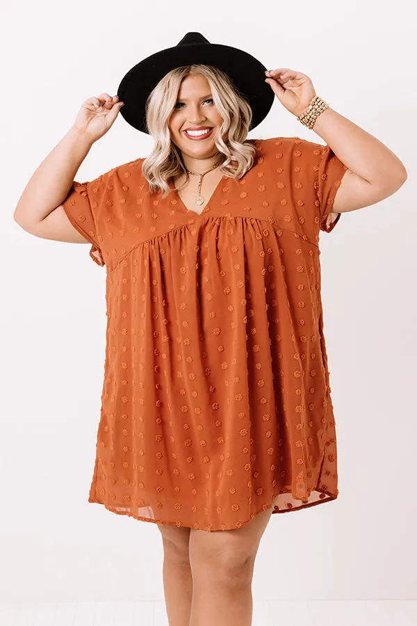 Fall Highlight Babydoll Dress In Rust  Curves