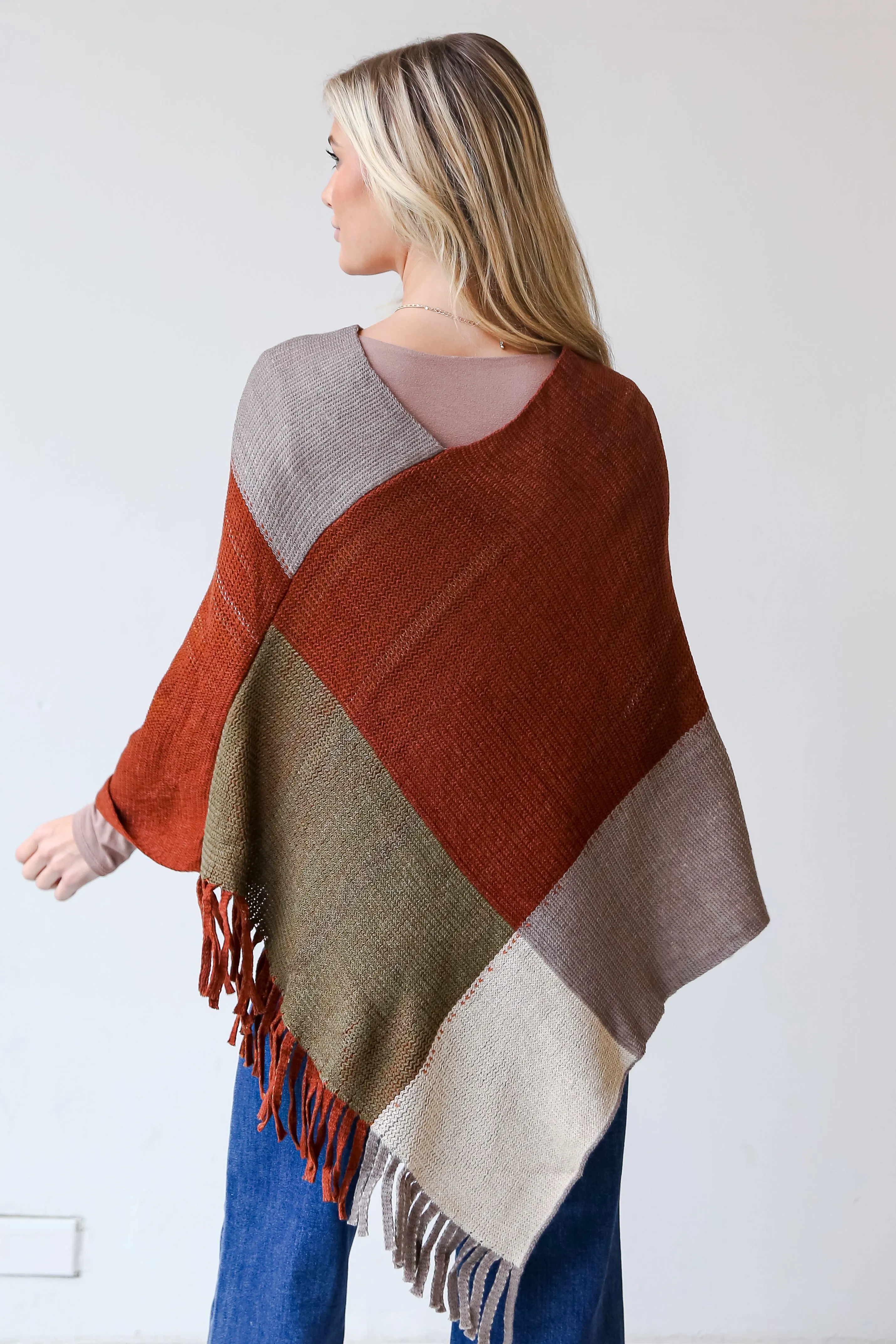 FINAL SALE - Worth The Chase Color Block Poncho