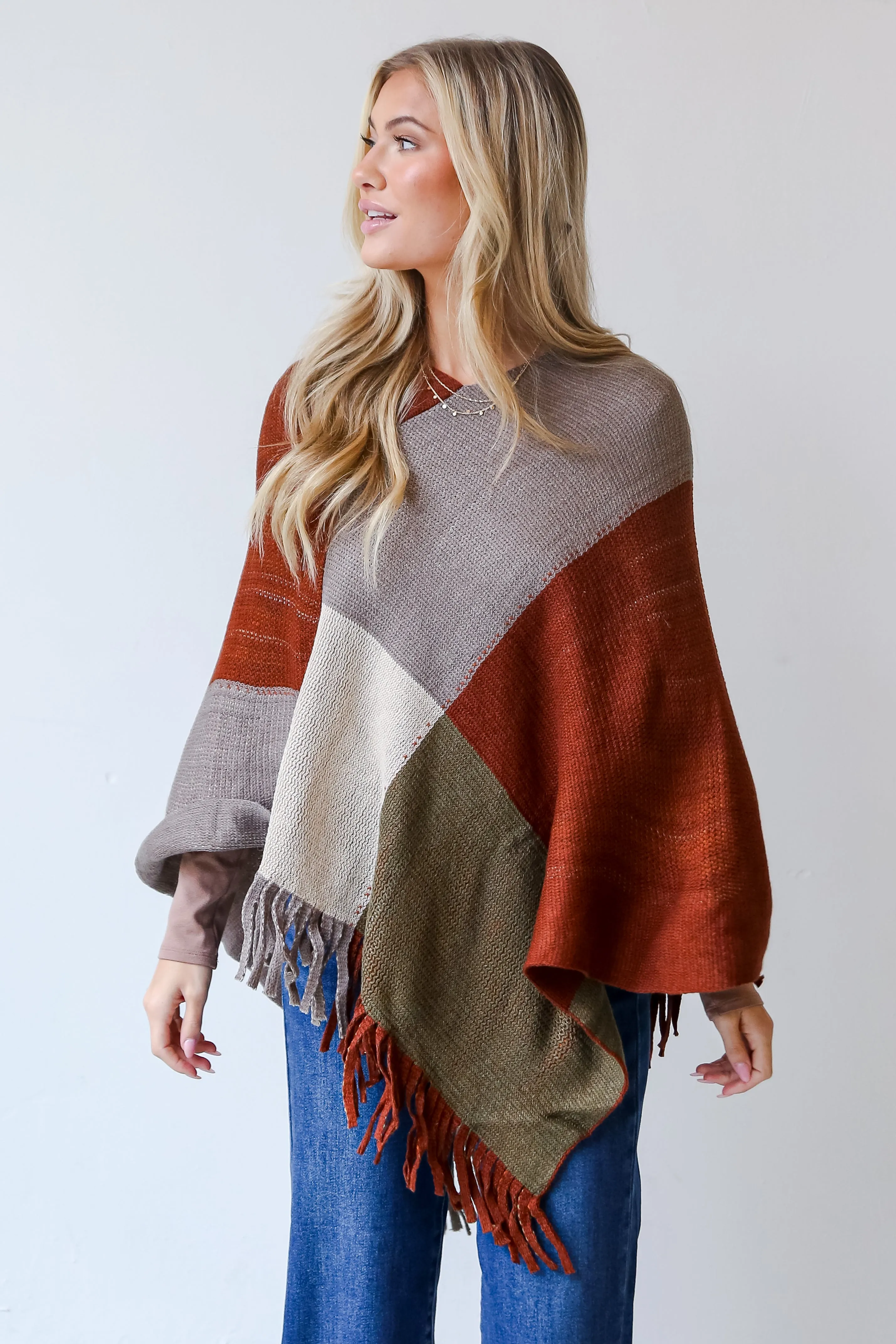 FINAL SALE - Worth The Chase Color Block Poncho