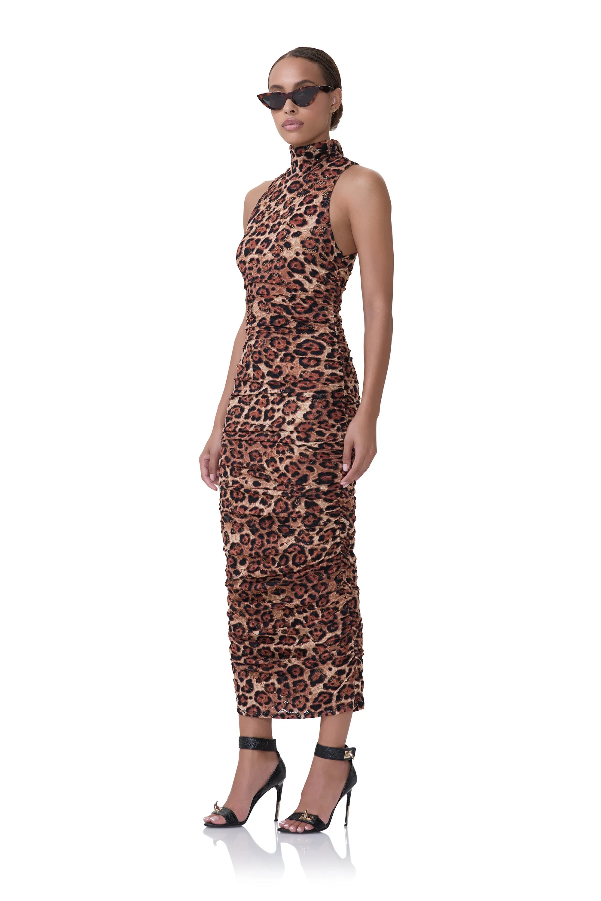 Fiorella Crochet Lace Dress - Cocoa Leopard