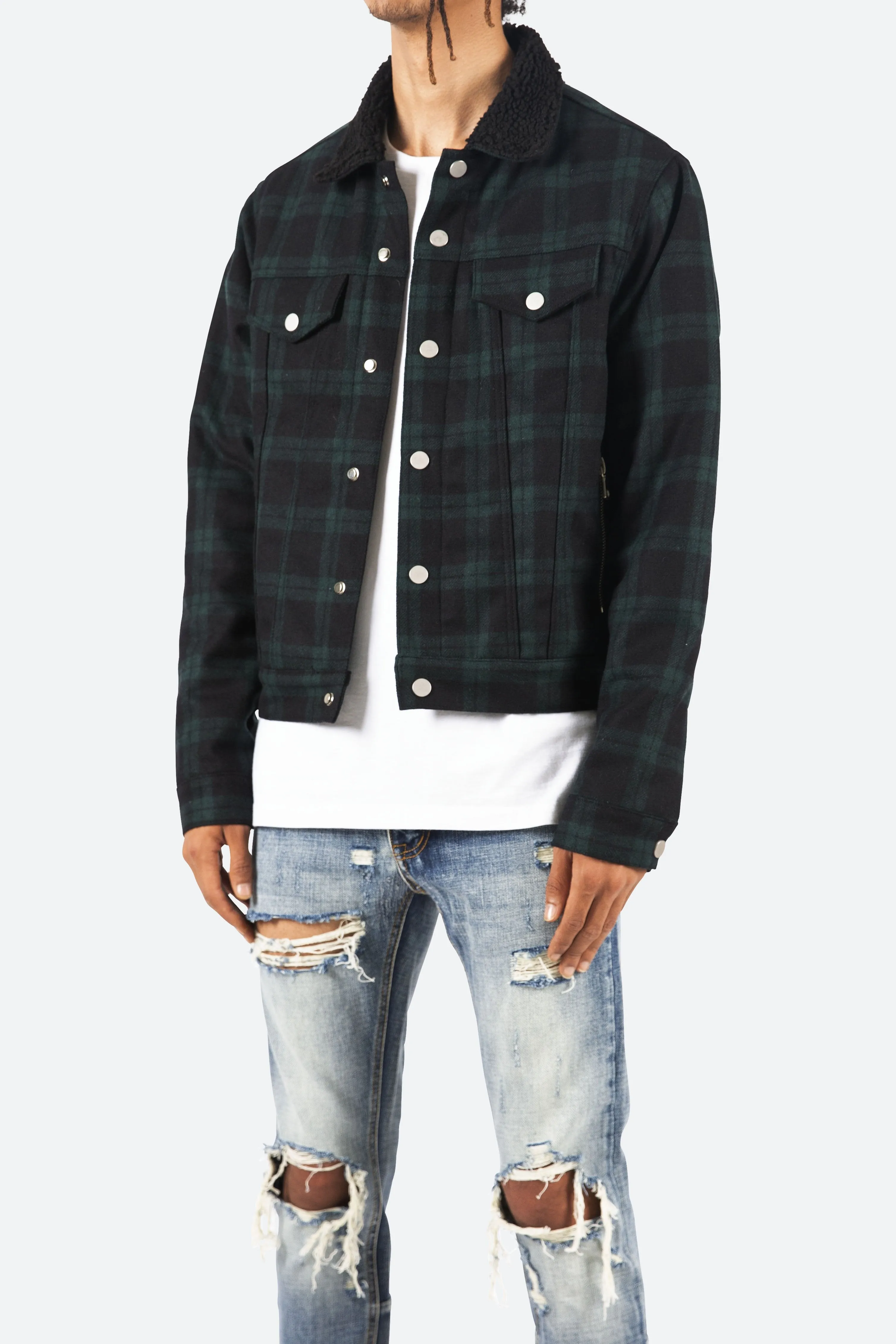 Flannel Sherpa Jacket - Blue/Green