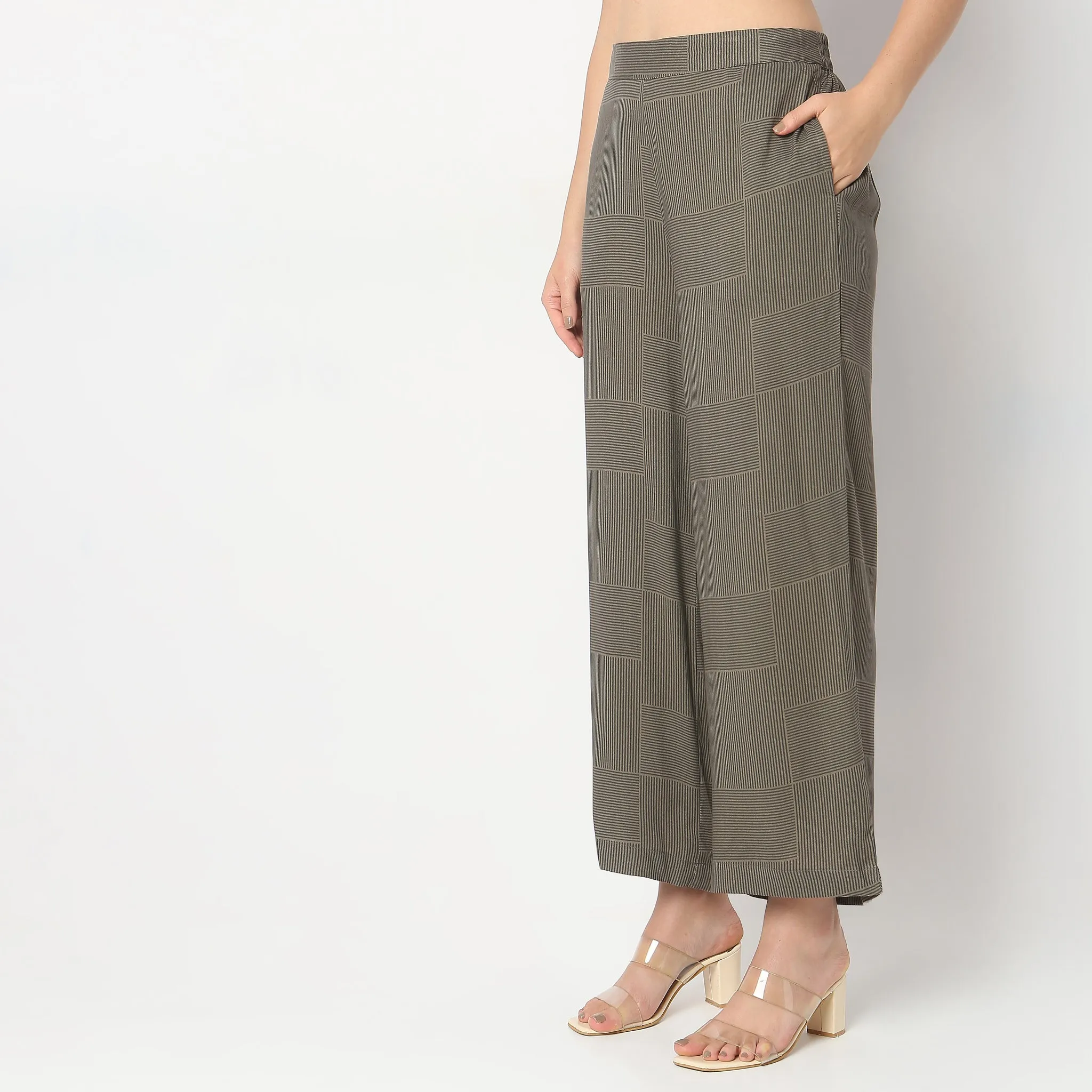 Flare Fit Mid Rise Pants