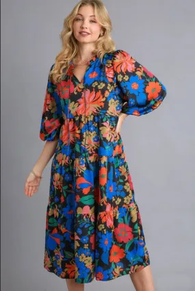 Floral Babydoll Midi Dress