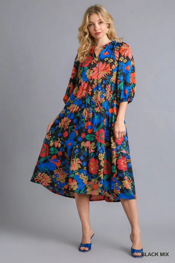 Floral Babydoll Midi Dress